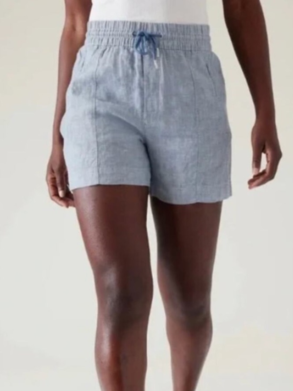 Athleta Light Blue Retreat Linen Shorts Sz 10